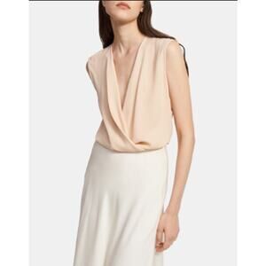 Theory Draped Classic Silk Shell Top